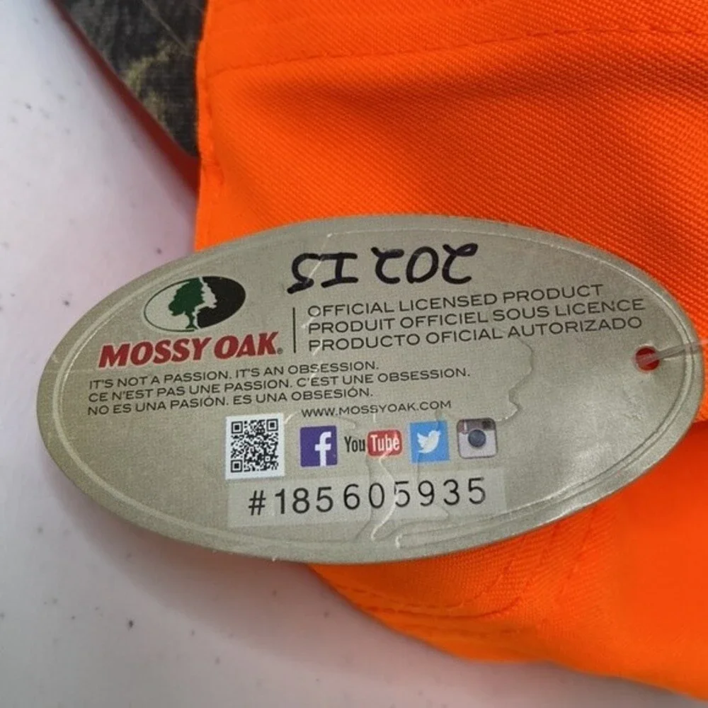 Mossy Oak Camo Hat Neon Orange Cap Hunter Game Trucker